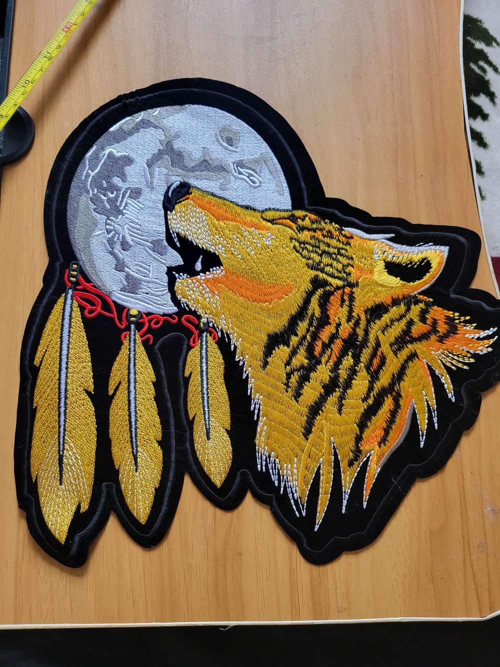 🎃BUY 2 GET 1 FREE🎃Gold & Black Howling Wolf Embroidered Patch -